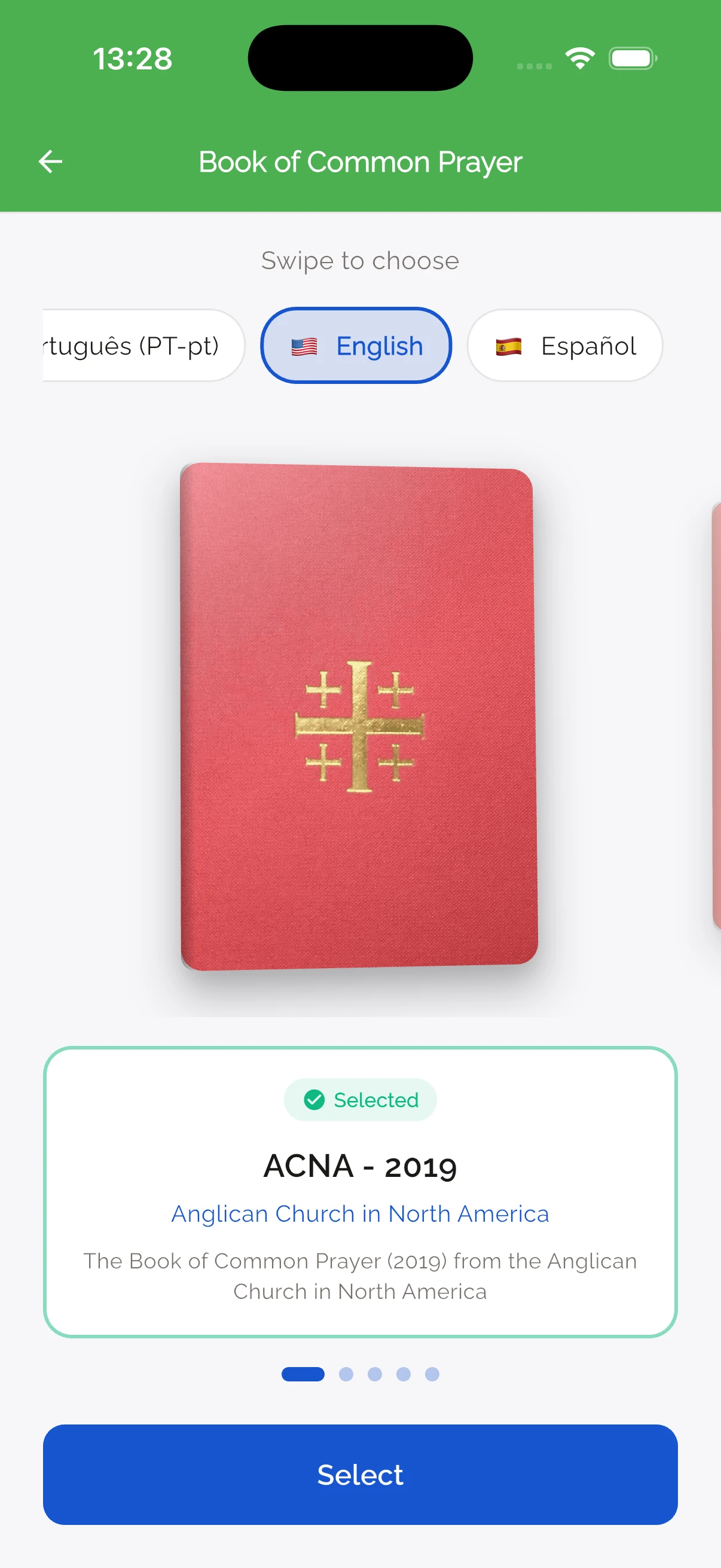 Prayer book and translation selection